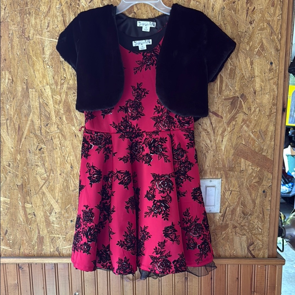 Knitworks Pink and Black Fit and Flare Dress Wedding Guest